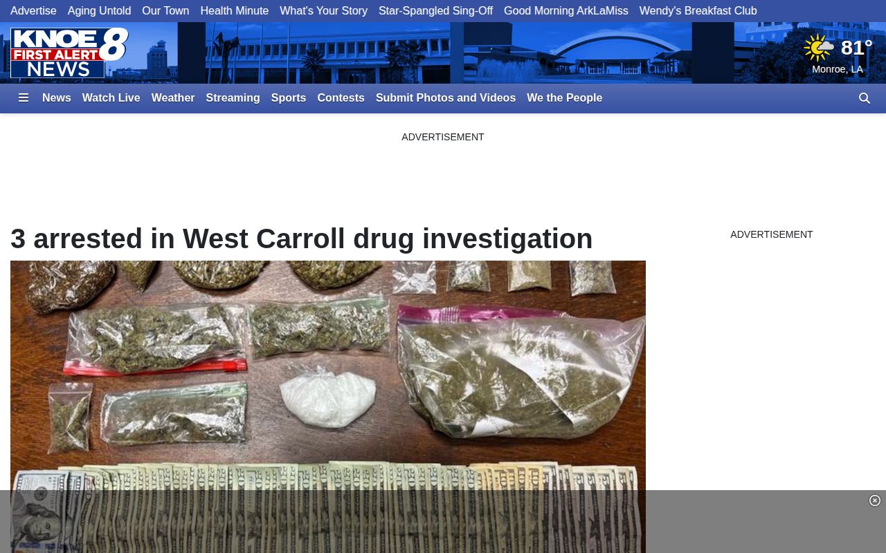 West Carroll Parish arrest news source page from KNOE